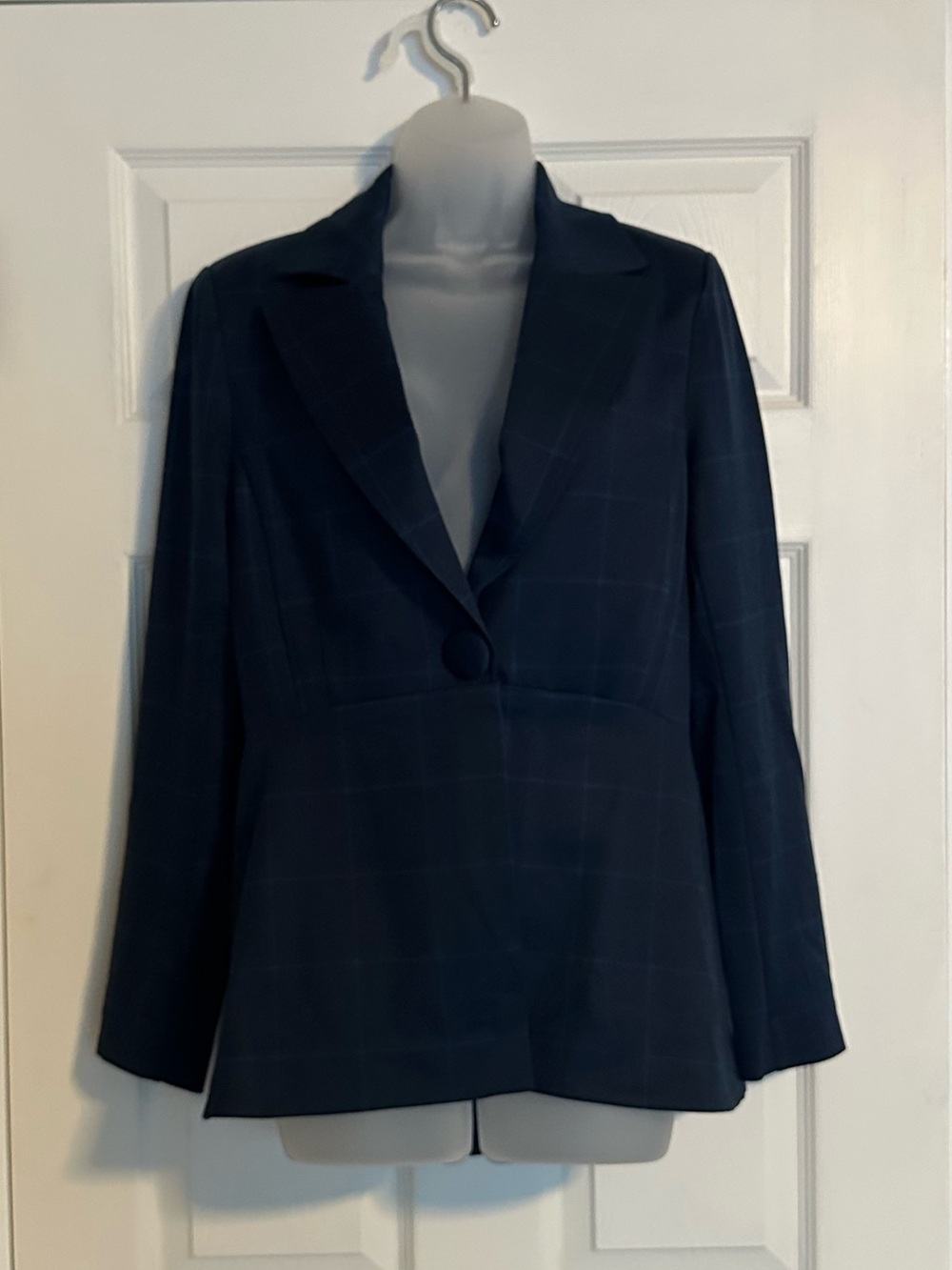 CAbi Navy Windowpane Plaid Single-Button Blazer 5475 - Never Worn